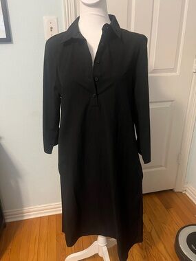 Black 3/4 - Sleeve Collared Shirt Dress
